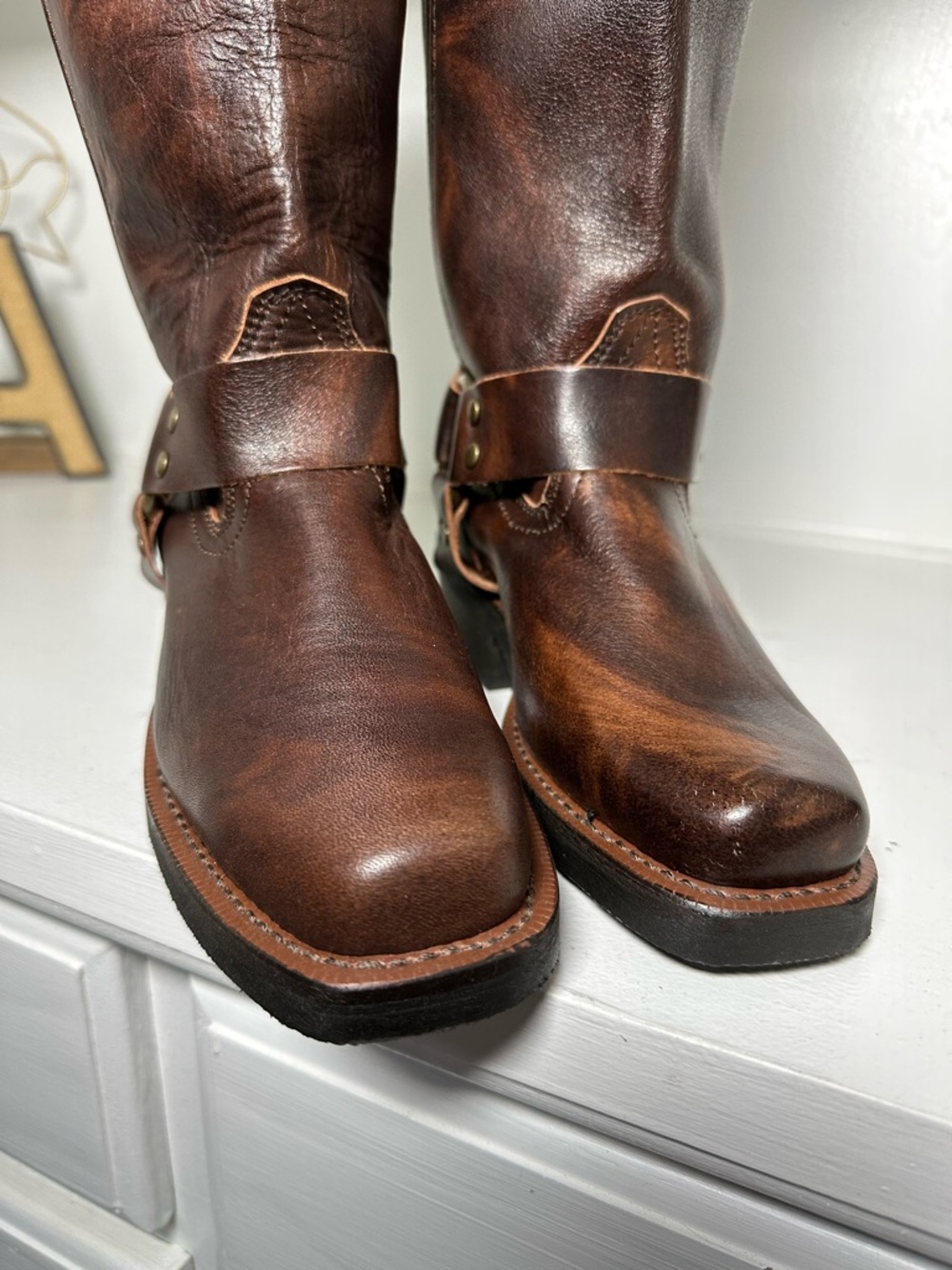 **SOLD**Dingo Harness Boots Womens 6.5 Brown Leather Moto Western Buckle Riding - Picture 4 of 8